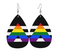 Leather Earring Lgbtq Gay Straight Ally Pride Flag | Water drop leather earrings Fashion Drop Leather Earrings Lightweight For Anniversary Party