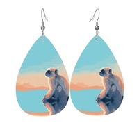 Leather Earring Lonely Monkey Patterned Leather Earrings Fashion Teardrop Earring For Daily Wear Accessories Women