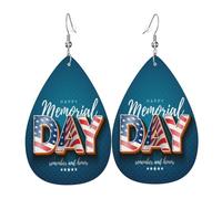 Leather Earring Memorial Day Remember Our Heroes | Water drop leather earrings Ornament Drop Leather Earrings Fashion For Anniversary Daily Wear