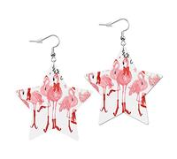 Leather Earring Star Pink Flamingo | Water drop leather earrings Trendy Drop Leather Earrings Stylish And Beautiful For Anniversary Party