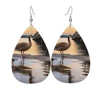 Leather Earring Wild Goose by the Bridge Teardrop Dangle Earrings Lightweight Hoop Earring for Women Girl Jewelry Gift