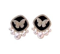 Leather Earrings Crystal Embellished Elegant Ear Jewelry Alloy Texture Suitable for Evening Party Everyday Use Vintage Rhinestones Earrings