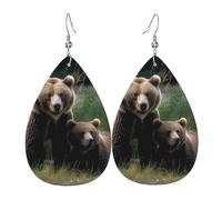 Leather Earrings For Women A Mother And A Cub Bears Dangle Earring Creative Lightweight Earrings For Women Dangling, For Birthday, New Year, Valentine'S Day