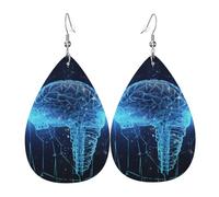 Leather Earrings For Women Artificial Intelligence Brain Dangle Earring Creative Lightweight Faux Leather Earrings, For Birthday, Wedding, Bridal