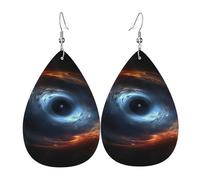Leather Earrings For Women Black Hole Swallows Neutron Star Long Earring Retro Lightweight Earrings, For Valentine'S Day, Bridal, Festival