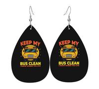 Leather Earrings For Women Bus Driver Keep My Bus Clean I Know Where You Live Dangle Earring Ladies Printed Faux Leather Earrings, For Valentine'S Day, Party, New Year