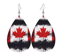 Leather Earrings For Women Canadian Flag Prints Drop Dangle Retro Lightweight Faux Leather Earrings, For Wedding, Festival, Birthday