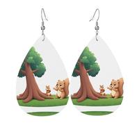 Leather Earrings For Women Curious Little Squirrel Prints Drop Dangle Lightweight Retro Earrings Jewelry, For Womens, Party, Wedding