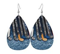 Leather Earrings For Women Ice Hockey Drop Dangle Teen Girls Ladies Leather Teardrop Earrings, For Valentine'S Day, Party, New Year