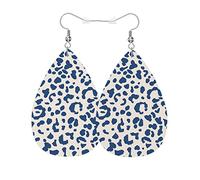 Leather Earrings For Women Leopard Print Tropical Animal Leopard Fur Blue Dangle Earring Creative Retro Faux Leather Earrings, For Valentine'S Day, Bridal, New Year