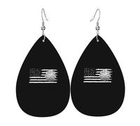 Leather Earrings For Women Lieutenant Colonel America Flag Drop Dangle Lightweight Retro Leather Dangle Drop Earrings, For Valentine'S Day, Party, Bridal