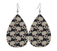 Leather Earrings For Women Skull Red Eye Horror Black Dangle Earring Ladies Teen Girls Leather Dangle Drop Earrings, For Wedding, Ouple, Women