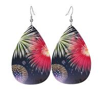 Leather Earrings For Women Splendid Fireworks Drop Dangle Ladies Retro Pendant Teardrop Earrings, For Party, Valentine'S Day, Bridal