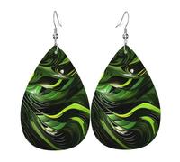 Leather Earrings for Women Teardrop Dangle Earrings Lightweight Drop Earring Abstract Green Snake Jewelry Gift