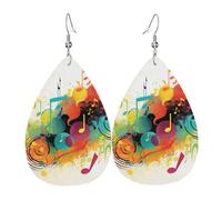 Leather Earrings for Women Teardrop Dangle Earrings Lightweight Drop Earring Abstract Music Themed Jewelry Gift