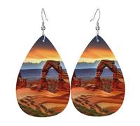 Leather Earrings for Women Teardrop Dangle Earrings Lightweight Drop Earring Arches National Park Jewelry Gift