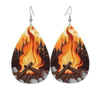 Leather Earrings for Women Teardrop Dangle Earrings Lightweight Drop Earring Bonfire Jewelry Gift