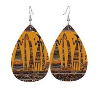 Leather Earrings for Women Teardrop Dangle Earrings Lightweight Drop Earring Creative African Culture2 Jewelry Gift