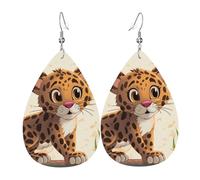 Leather Earrings for Women Teardrop Dangle Earrings Lightweight Drop Earring Cute Jaguar Jewelry Gift