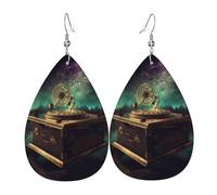 Leather Earrings for Women Teardrop Dangle Earrings Lightweight Drop Earring Dream Music Box Jewelry Gift