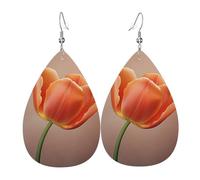 Leather Earrings for Women Teardrop Dangle Earrings Lightweight Drop Earring Flower Jewelry Gift