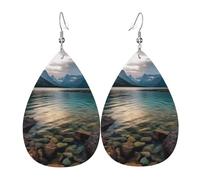 Leather Earrings for Women Teardrop Dangle Earrings Lightweight Drop Earring Glacier National Park Jewelry Gift