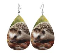 Leather Earrings for Women Teardrop Dangle Earrings Lightweight Drop Earring hedgehog Jewelry Gift
