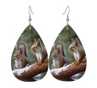 Leather Earrings for Women Teardrop Dangle Earrings Lightweight Drop Earring Little Squirrel Jewelry Gift