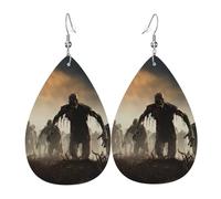 Leather Earrings for Women Teardrop Dangle Earrings Lightweight Drop Earring Many Zombie Jewelry Gift