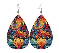 Leather Earrings for Women Teardrop Dangle Earrings Lightweight Drop Earring Mexican Jewelry Gift