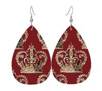 Leather Earrings for Women Teardrop Dangle Earrings Lightweight Drop Earring Red crown Jewelry Gift