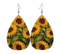 Leather Earrings for Women Teardrop Dangle Earrings Lightweight Drop Earring Sun Flower Jewelry Gift