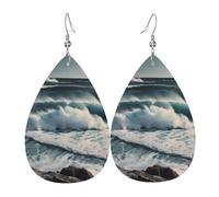 Leather Earrings for Women Teardrop Dangle Earrings Lightweight Drop Earring Wild Seas Jewelry Gift