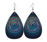 Leather Earrings For Women Technology Future Geometric Circle Cool Drop Dangle Teen Girls Ladies Earrings Jewelry, For Valentine'S Day, Party, Ouple