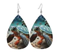 Leather Earrings For Women Turtle Starfish Drop Dangle Ladies Retro Leather Teardrop Earrings, For Bridal, New Year, Party