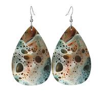 Leather Earrings With Densely packed coral piles Printed Teardrop Shaped Pendants A Stylish Accessory For Everyday Wear