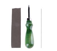 Leather Edge Beveler, 0.6mm Leather Skiving Tools Wood Handle with Grinding Rod and Sandpaper for Leather Cutting DIY Craft