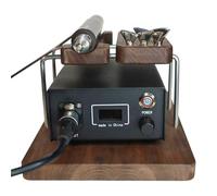 Leather Edge Creaser Machine,Electric Heat Tool with 5 Tips,Adjustable Temperature 0-350℃,Includes Wooden Storage Base for Grooving and Polishing