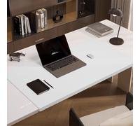 Leather Edge-Locked Desk Pad Extended Mouse Laptop Mat, Waterproof Writing Pads Desk Blotter with Edge Protector for Home Office Work Accessories (White,80x50cm)