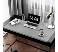 Leather Edge-Locked Desk Pad with Edge Protector, Office Extended Keyboard Mouse Mat for Work Typing, Waterproof Smooth Study Desk Writing Mat Table Blotter (Light Grey,80x40cm)