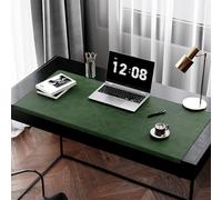 Leather Edge-Locked Desk Pad with Edge Protector, Office Extended Keyboard Mouse Mat for Work Typing, Waterproof Smooth Study Desk Writing Mat Table Blotter (Dark Green,80x40cm)
