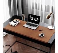 Leather Edge-Locked Desk Pad with Edge Protector, Office Extended Keyboard Mouse Mat for Work Typing, Waterproof Smooth Study Desk Writing Mat Table Blotter (Brown,60x30cm)