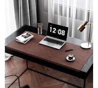 Leather Edge-Locked Desk Pad with Edge Protector, Office Extended Keyboard Mouse Mat for Work Typing, Waterproof Smooth Study Desk Writing Mat Table Blotter (Reddish Brown,100x43cm)