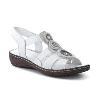 Leather Elasticated Sandals - White Size 7