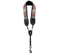 Leather Embroidery Saxophone Neck Strap for Soprano Tenor Alto Baritone Sax, Adjustable Soft Padded with Metal Hook, Black and White