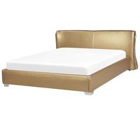 Leather EU Super King Size Bed Gold PARIS