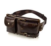Leather Fanny Pack for Men Women-Genuine Waist Bag for Daily Hiking Travel Running Hip Bum Belt Pack Purse Wallet Cell Phone Pouch, Coffee
