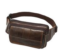 Leather Fanny Pack Waist Bag for Men Women Outdoor Travel Hiking Camping Walking Running Hip Bum Belt Slim Cell Phone Purse Wallet Pouch, Brown