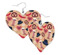 Leather Fashionable Heart Shape Earrings Oktoberfest Symbols Love Heart Women'S Pendant Earrings Girls Hearted Earrings Jewelry Gifts For Birthdays Wedding Party