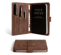 Leather Worx, Rustic Cover for Field Notes (3.5 x 5.5 in. Notebook not Included) with Pen Slots, Protective Storage for Journal, Full Grain Leather, Handmade, Bourbon Brown
